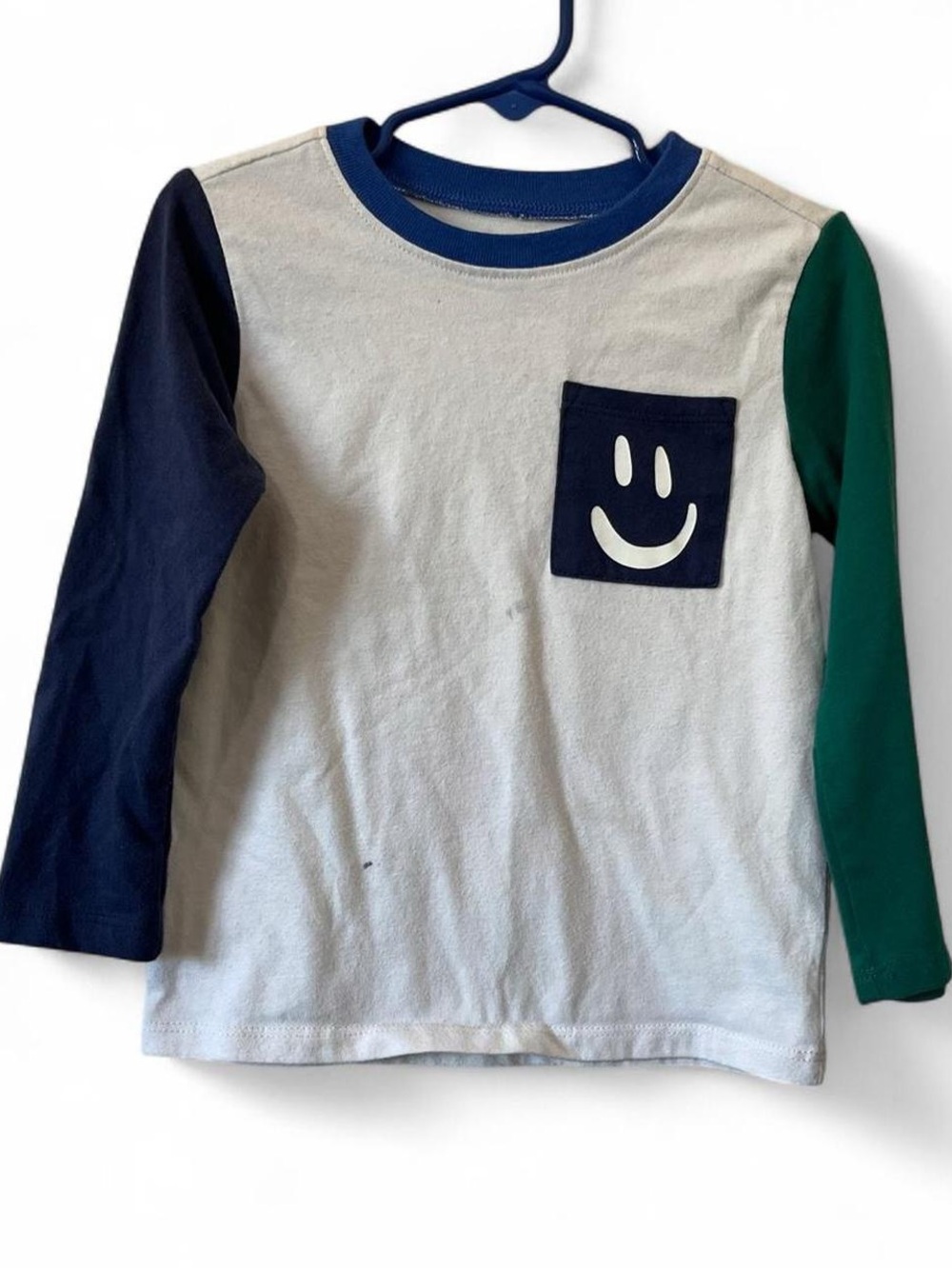 Toddler Boy Long Sleeve Color Block Smiley Face Pocket T-Shirt Garanimals 3T Boy